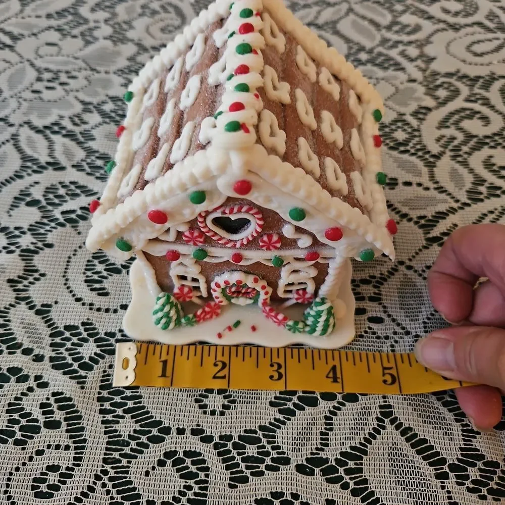 Valerie Parr Hill Lighted Glitter Gingerbread Christmas Cottage House Decor